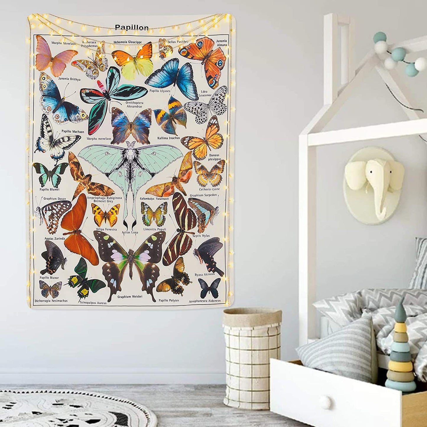 Papillons Butterfly Tapestry, Vintage Wall Hanging Mandala, Butterfly Chart, Butterfly Wall Art,  Adolphe Millot Poster