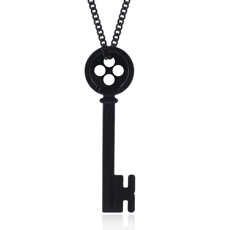 Stylish Black Key Necklace Inspired by Terror Movie Coraline Mother Cosplay Events Cosplay Key Necklace Pendants Black for Women
