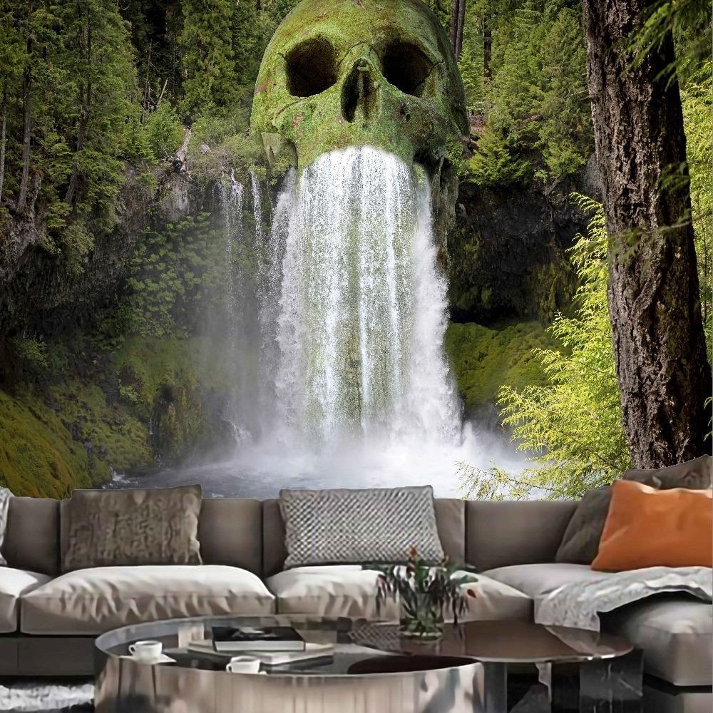 Waterfalls Décor, Goth Skull Tapestry, Magic Forest Fairy Wall Tapestry,  Wall Art Picture for Home Decor Wall Decor Poster for Bedroom Dorm