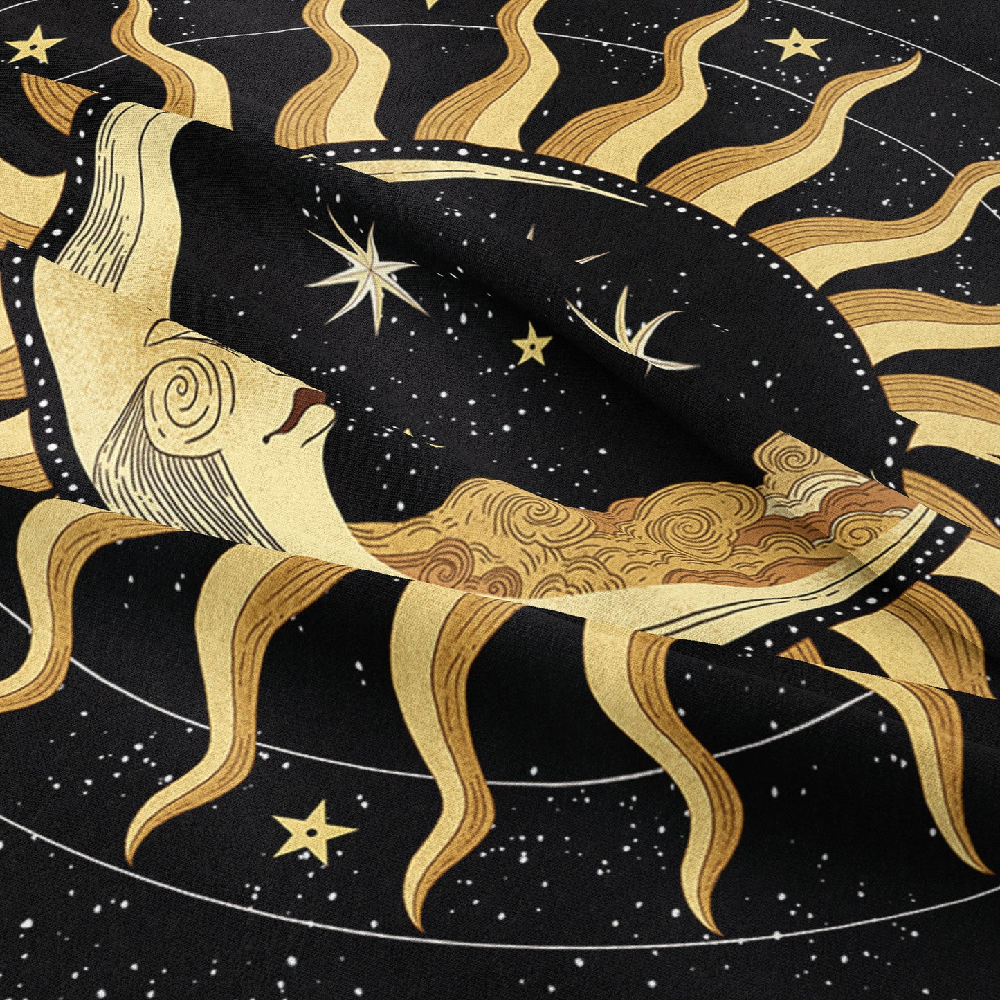 Moon and Sun Wall Hanging Mandala ,Tarot Cloth , Starry Night Wall Art Tapestry, Hippie Bohemian Boho Décor, Celestial ,Mystical for Room