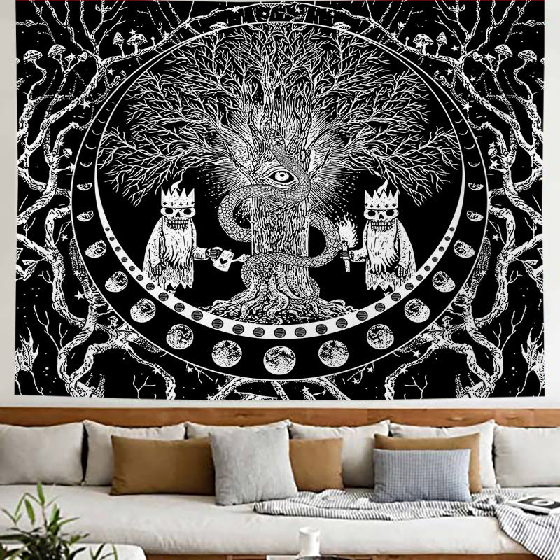Tree of Life Tapestry ,Black and White, Skeleton Tapestry, Skull Tapestries ,Snake Tapestry ,Moon Phase Tapestry ,Wall Hanging for Room