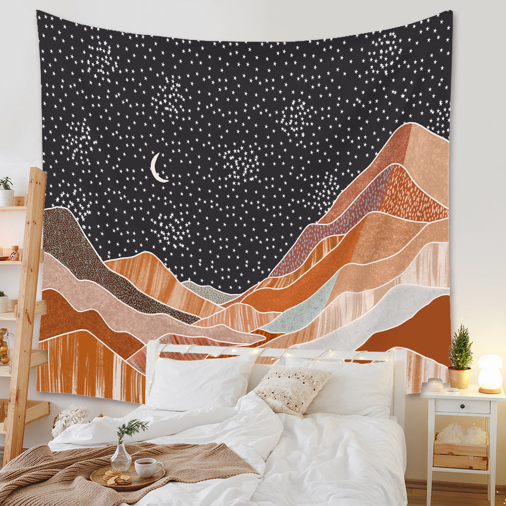 Mountain Moon Wall Hanging Nature Landscape Tapestry, Luna Tapestries, Celestial Wall Décor, Witchy Mystical Room Decor for Bedroom Home