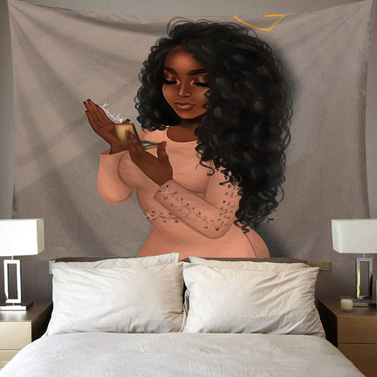 Africa African Women Wall Art, African American Woman Wall Hanging Tapestry, Black Girl Wall Tapestry, Home Wall Décor for Room Design