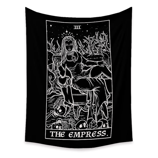 The Empress Goddess Tapestry, Tarot Card Wall Hanging, Black and White Decor ,Psychedelic Witchcraft Mandala Witchy Tapestries For Dorm
