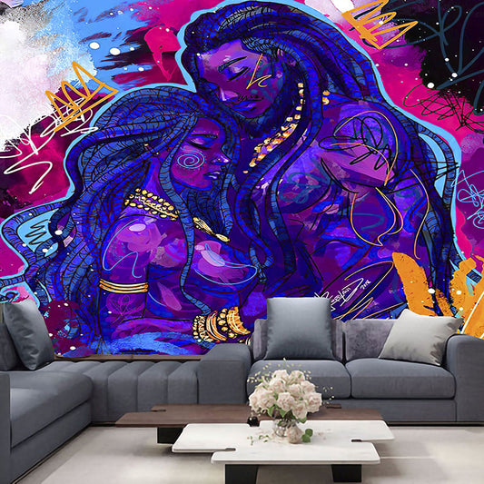 African American Sexy Women Tapestry, Wall Art Tapestries, Hippie , African Black Couple Lovers Wall Tapestry For Living  Room College Dorm