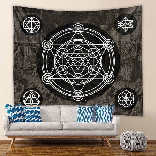Witchcraft Tapestry, Vintage Tarot Divination Wall Hanging , Astrology Tapestry, Tarot Cloth, Pentagram Tapestries For Bedroom Living Room