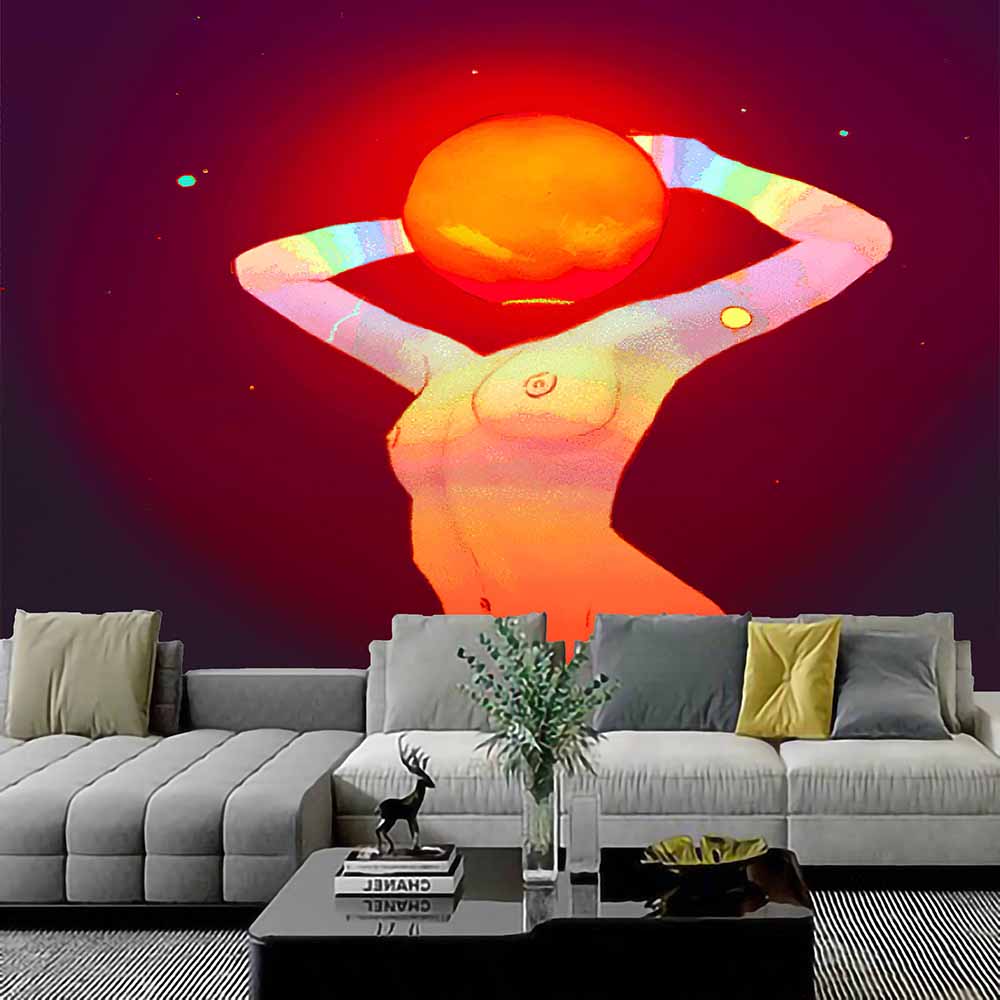 Nude Woman Tapestry, Abstract Art Wall Hanging , Female Body Tapestry,  Large Tapestry , Spiritual  Psychedelic  Mandala, for Bedroom Décor