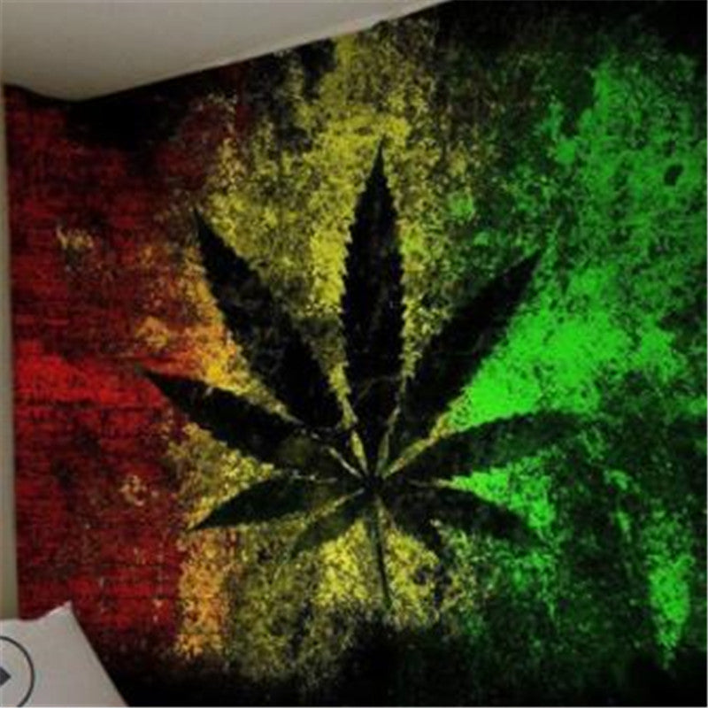Marijuana Leaf Tapestry, Weed Psychedelic Tapestry Wall Hanging, Reggae Rasta Hippie Trippy Rastafarian  Cannabis Wall Tapestries Mandala