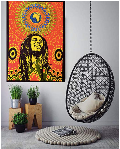 Bob Marley Wall Art, Rasta Tapestry, Rastafarian Wall Hanging, Hippie Music Tapestry, Mandala Bohemian Tapestries, Colorful Wall Poster