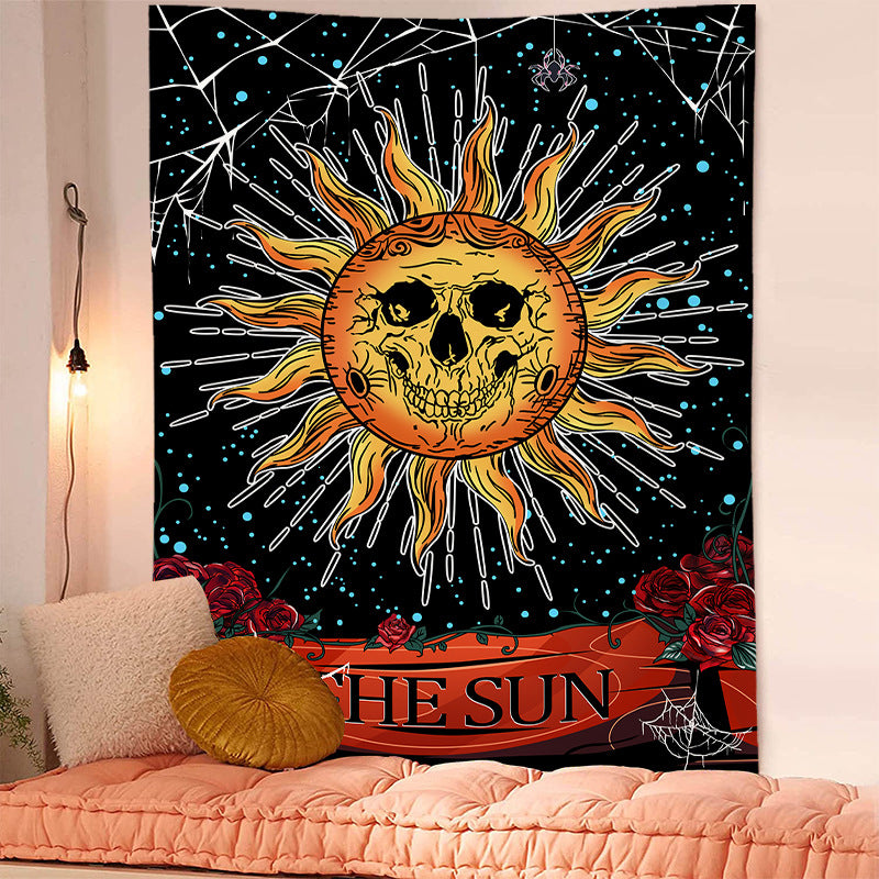 The Sun Tapestry, Tarot Card Wall Hanging, Psychedelic Spider Insect Tapestries ,Trippy Celestial Tapestry, Hippie Black Tapestry Bedroom