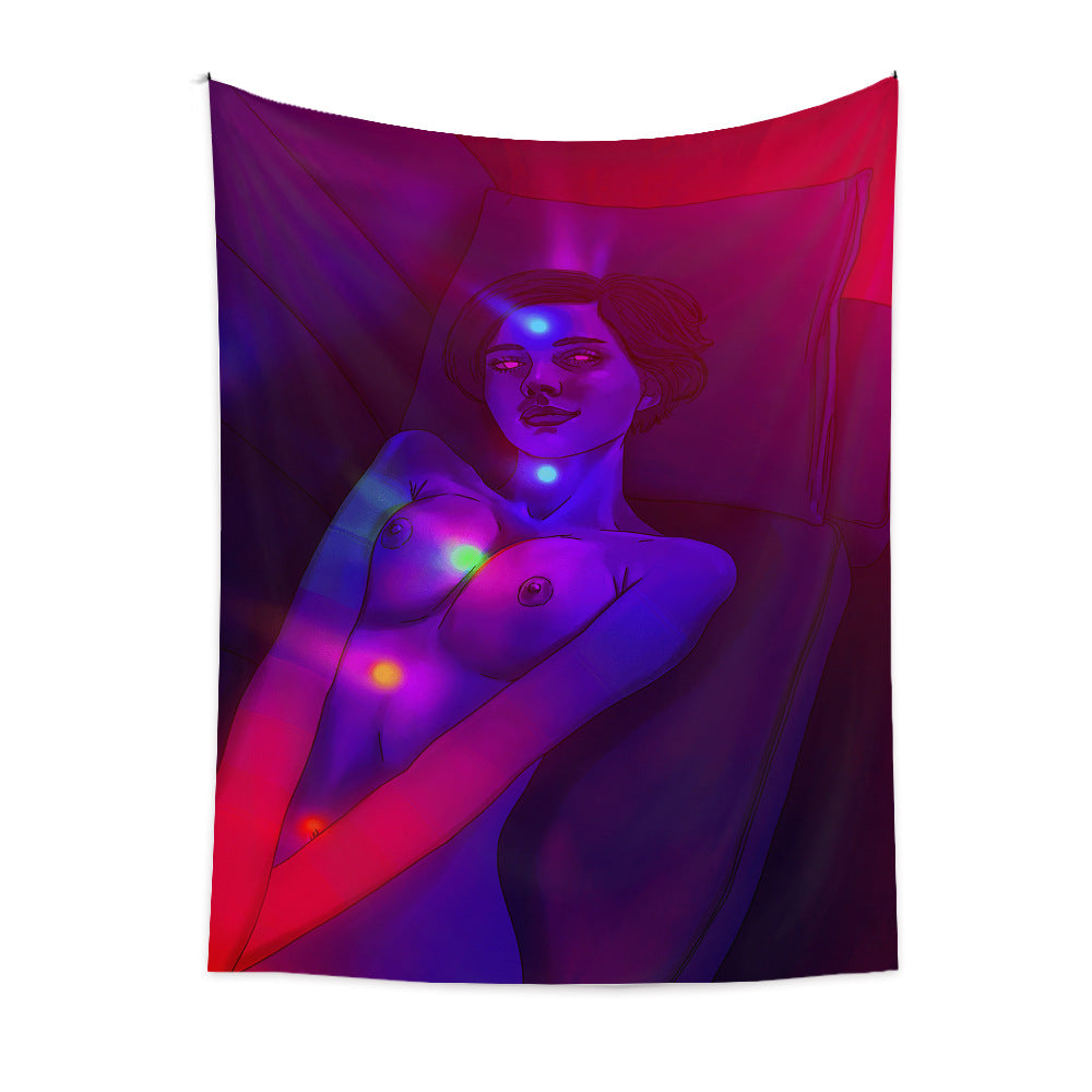 Naked Women Tapestry, Pagan Horror Wall Hanging , Scary Tapestry,  Third Eye Wall Tapestry ,  Psychedelic  Mandala, for Room Décor, Dorm