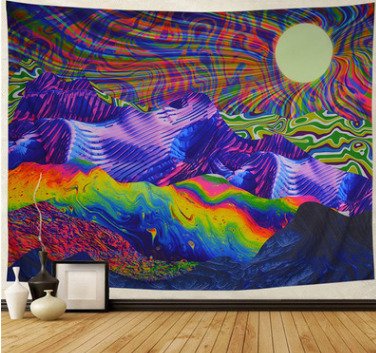 Trippy Tapestry Wall Hanging Psychedelic Colorful Sun Tapestry for Bedroom Hippie Trippy Wall Tapestries for College Dorm Aesthetic