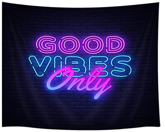 Good Vibes Only Wall Art  Tapestry , Fluorescent UV Tapestry, Motivation Inspiration Quotes  Hanging,  Mandala  for Living Room Bedroom