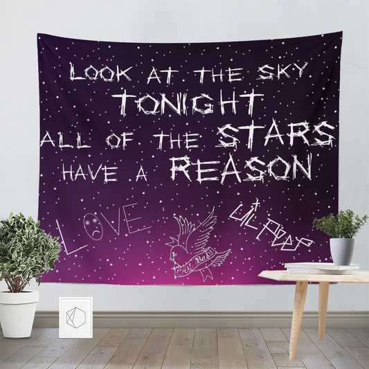 Look At The Sky Tapestry , Fluorescent UV Reactive Tapestry, Singer Inspiration Quotes Wall Hanging,  Mandala  for Living Room Bedroom