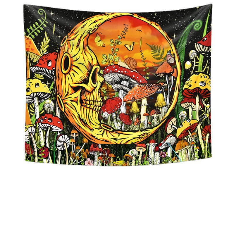 Moon Tapestry, Trippy Mushroom Tapestry , Snail and Moth Butterfly Wall Hanging  ,Tarot Cloth, Hippie ,Goth, for Bedroom, Dorm, Living Room