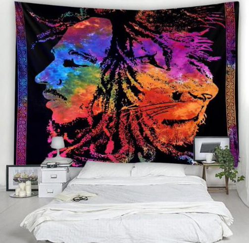 Bob Marley Lion Face Tapestry , Reggae Wall Hanging, Psychedelic Mandala,  Hippie Décor , Psychedelic Reggae Tapestries, Boho Rasta Art