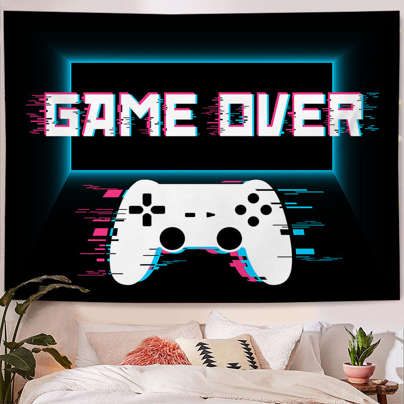 Game Over Tapestry, Game Wall Hanging , Game Over Backdrop , Gaming  Wall Tapestry ,  Cool Gaming  Mandala, for Gamer Room Décor, Kids