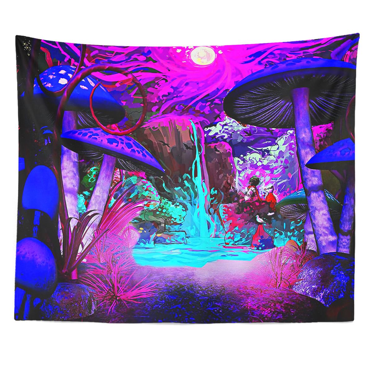 Mushroom Tapestry, Psychedelic Landscape Tapestries Trippy Tapestry, UV Abstract Aesthetic Wall Hanging, Hippie  for Bedroom Dorm Décor