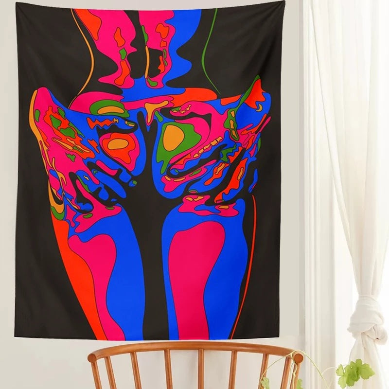 Psychedelic Tapestry, Sexy Nude Women Tapestry ,Aesthetic Wall Hanging  ,Colorful Trippy Cloth, Hippie ,Modern Wall Art for Bedroom, Room