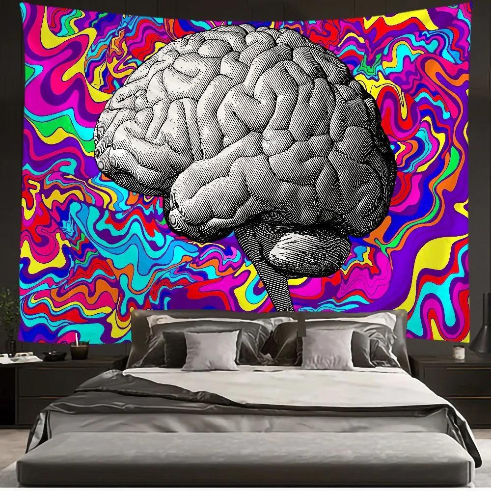 Psychedelic Brain Tapestry, Brain Art , Abstract  Wall Hanging, for Living Room Bedroom Dorm Home Decor