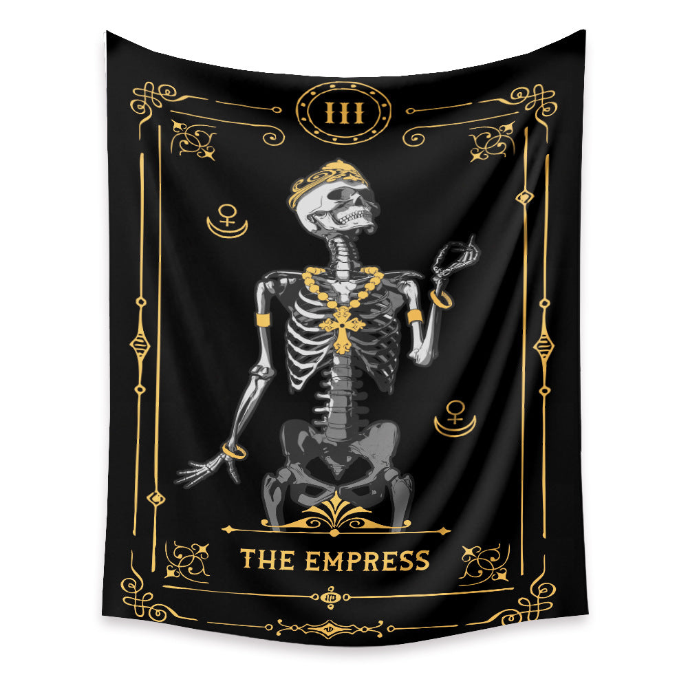 Skull Tapestry ,The Kissing Lovers Tapestry , Black Witchcraft Wall Hanging, Tarot Card Tapestry, Human Skeleton Tapestries for Living Room