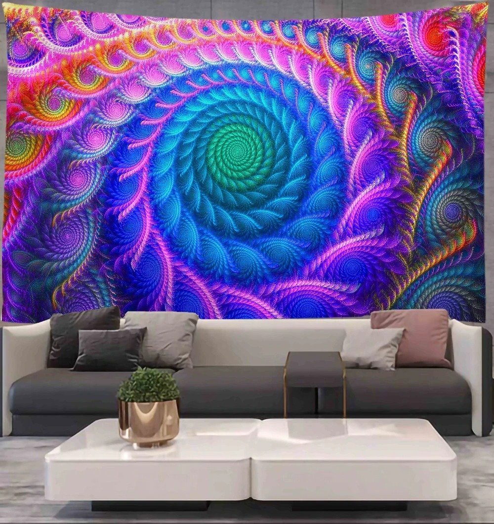 Psychedelic Spiral Tapestry ,Meditation Wall Hanging , Spiral Wall Art, Abstract Print  for Living Room Bedroom Dorm Home Décor
