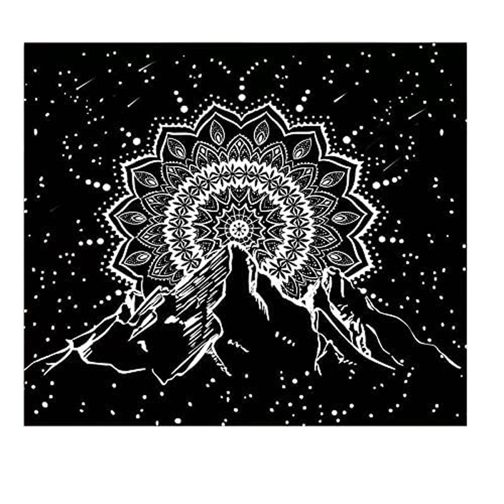Black and White Tapestry , Mountain Landscape Wall Hanging,  Dreamcatcher Tapestry,  Wall Decor Mandala Tablecloth  for Room Bedroom  Room