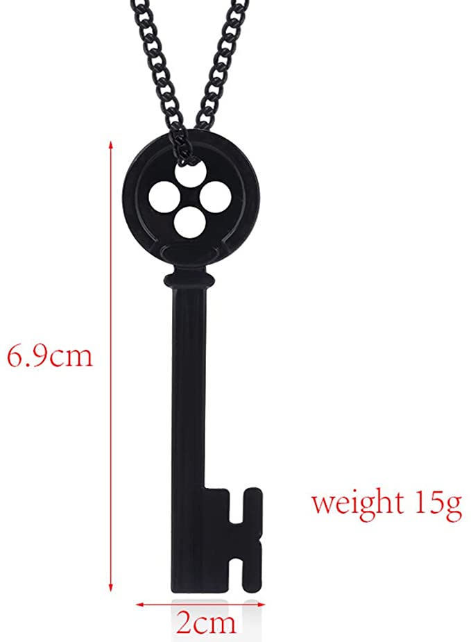 Movie Coraline Necklace Pendants Black, Button Key Skull -Nightmare Before Christmas -Choker Kingdom Hearts Jewelry Gift