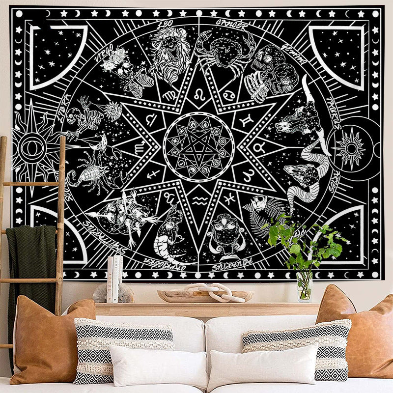 Constellation Stars Tapestry, Witchy Aesthetic Wall Tapestry, Tarot Card Cloth, Zodiac Astrology Wall Hanging Décor for Living Room, Dorm