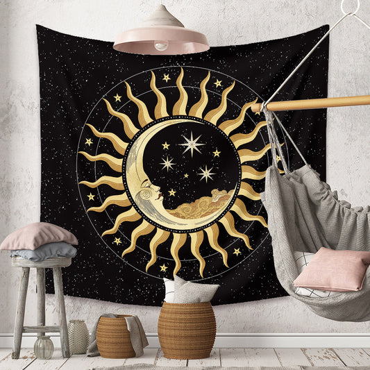 Moon and Sun Wall Hanging Mandala ,Tarot Cloth , Starry Night Wall Art Tapestry, Hippie Bohemian Boho Décor, Celestial ,Mystical for Room