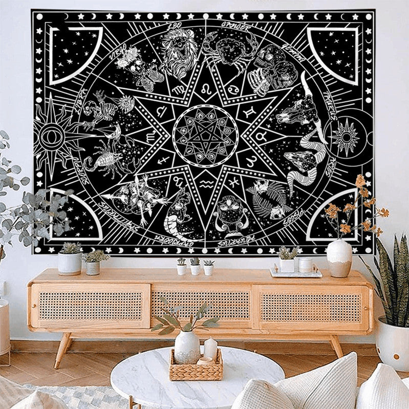 Constellation Stars Tapestry, Witchy Aesthetic Wall Tapestry, Tarot Card Cloth, Zodiac Astrology Wall Hanging Décor for Living Room, Dorm