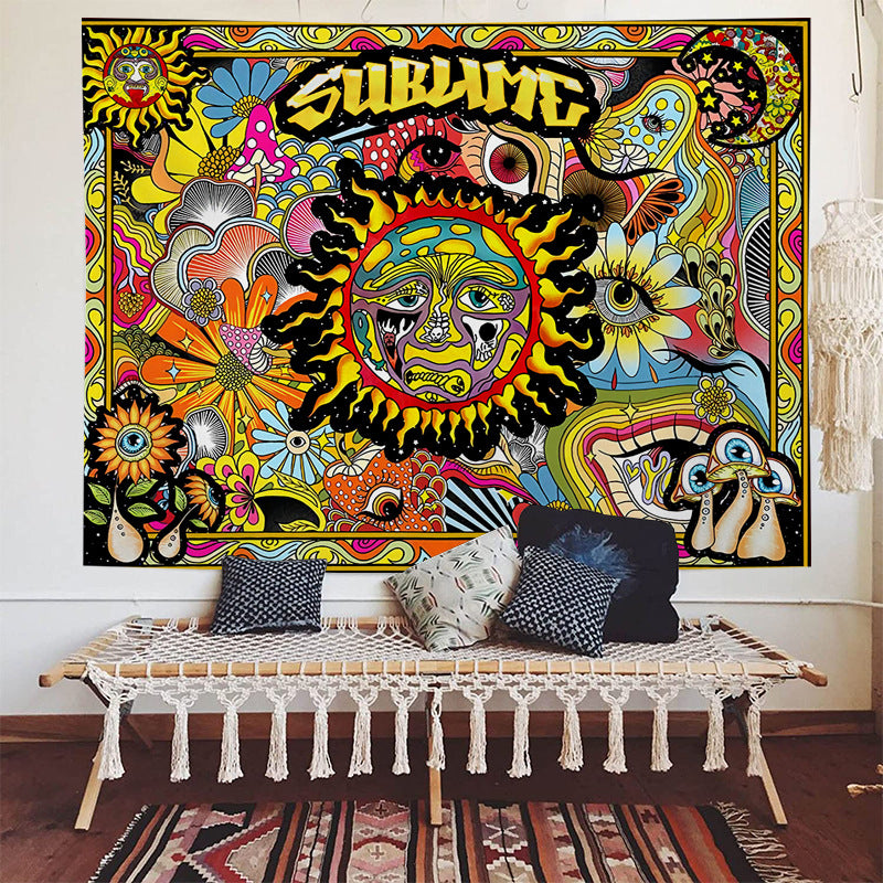 Sublime Sun Tapestry, Trippy Wall Art , Psychedelic  Wall Hanging,  Colorful Vintage Hippie Aesthetic Tapestry, Bohemian Décor for Room