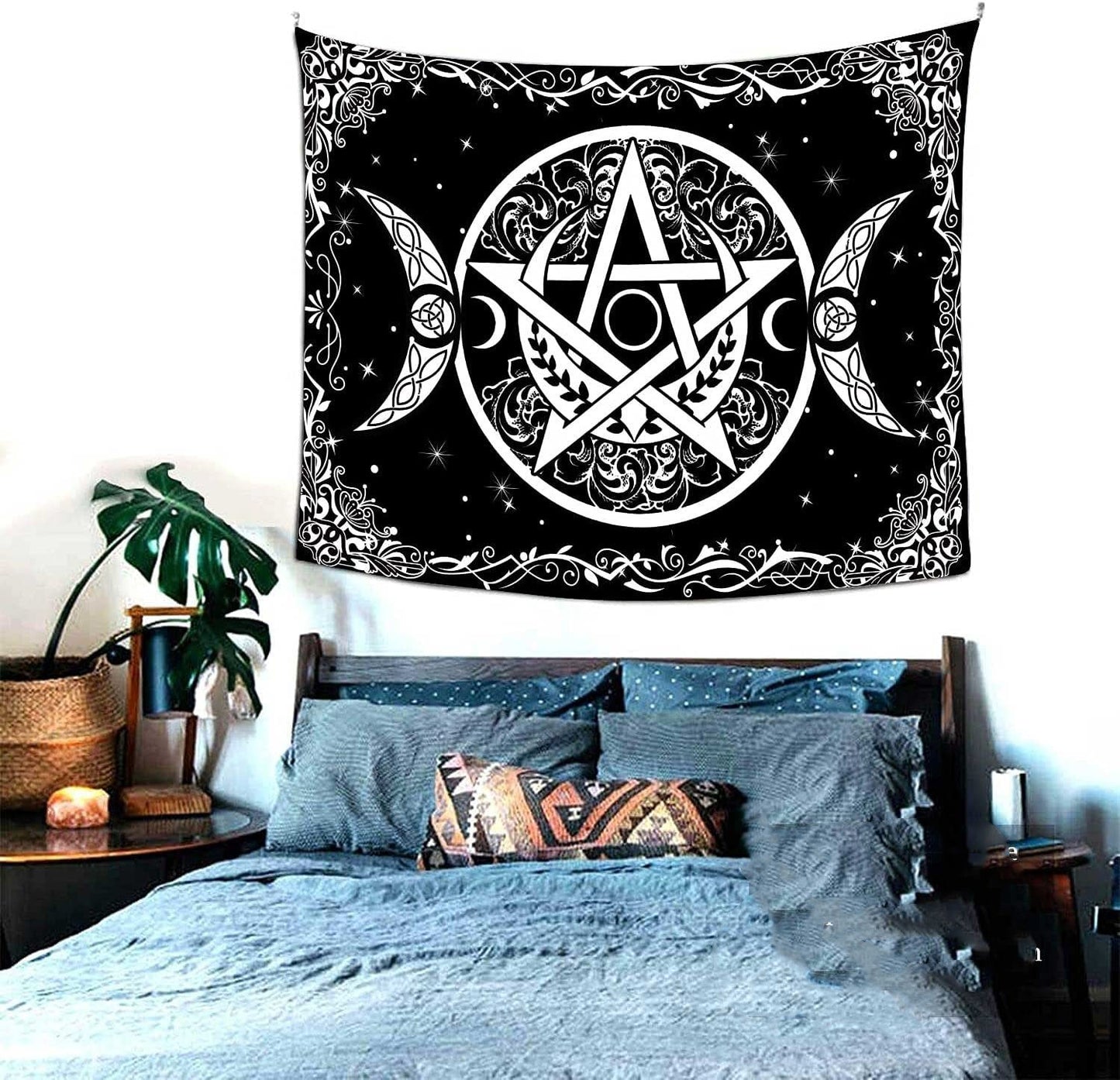 Black And White Pentagram Tapestry ,Psychedelic Wall Art , Tarot Tapestry Wall Hanging, Mystical  Witchy Gifts Mandala Hippie Wall Towel