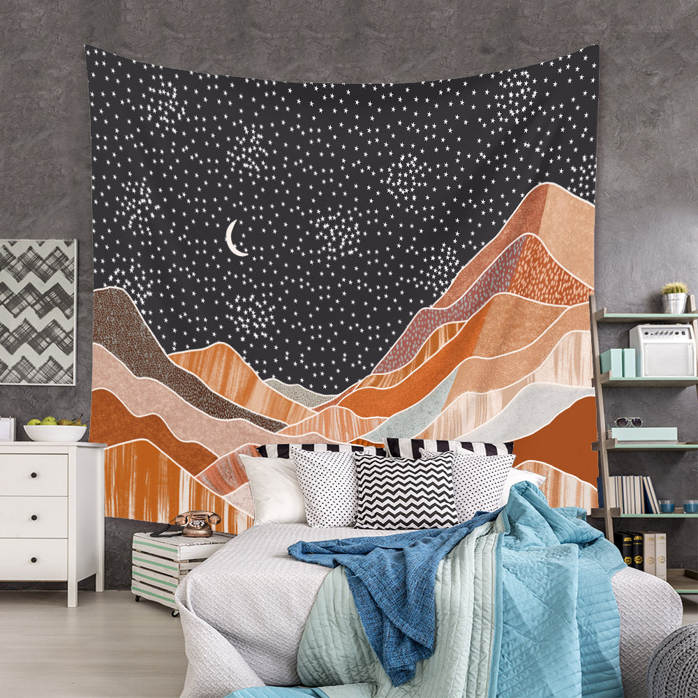 Mountain Moon Wall Hanging Nature Landscape Tapestry, Luna Tapestries, Celestial Wall Décor, Witchy Mystical Room Decor for Bedroom Home