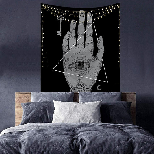 The Third Eye Tapestry, Meditation Mandala, Spiritual  Decor, 7 Chakra Wall Hanging, Hand and Eye Wall Tapestry for Bedroom Living Room