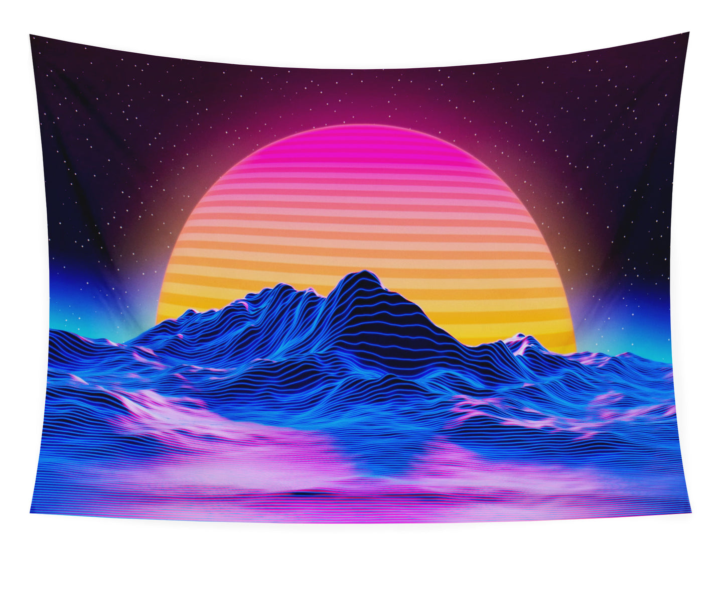 Fluorescent Tapestry, Mountain Landscape Wall Hanging, Sunset Tapestry ,Surreal Art,  Trippy Backdrop, for  Bedroom Dorm , Neon Party Décor
