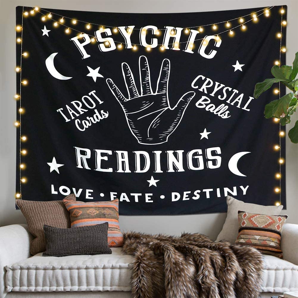 Tapestry Moon and Star Love, Fate, Destiny, Readings Black Mandala Wall Hanging Hand Bohemian Tarot Cloth Bedroom Living Room Home Decors