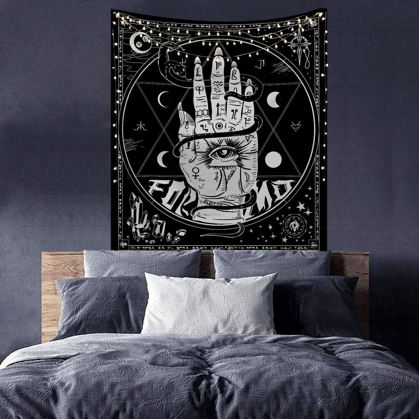 The Third Eye Wall Hanging, Black and White Tapestry, Tarot Cloth, Chakra Witchcraft  Mandala, Aesthetics Wall Art  Living Room and Bedroom