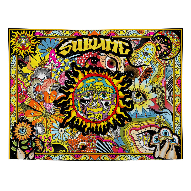 Sublime Sun Tapestry, Trippy Wall Art , Psychedelic  Wall Hanging,  Colorful Vintage Hippie Aesthetic Tapestry, Bohemian Décor for Room