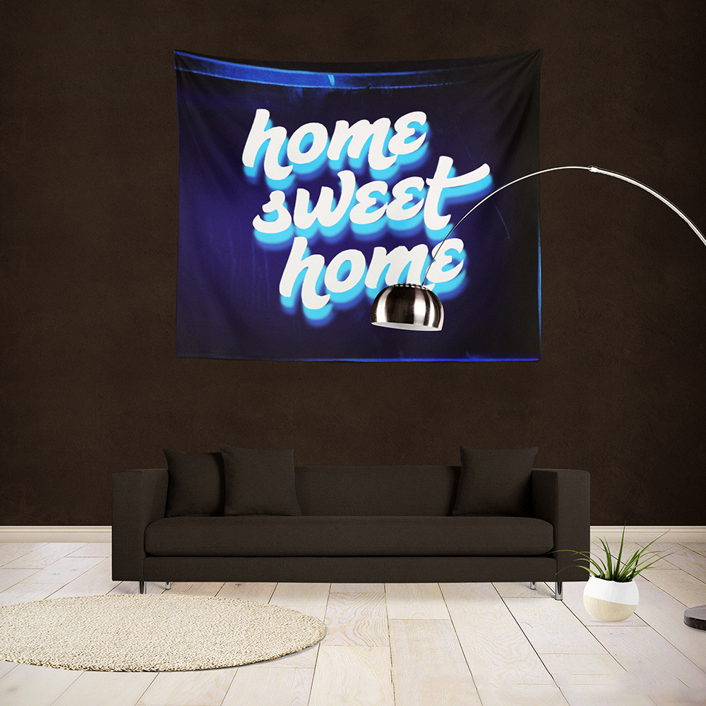Home Sweet Home Wall Décor, Fluorescent Lighting Text Tapestry, Outdoor Indoor Wall Hanging, Decorative Wall  Signs for Living Room House