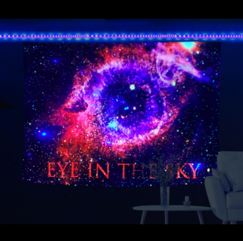 UV Reactive Tapestry , Eye in the Sky Tapestry,  Fluorescent Wall Hanging,  Space Universe Galaxy Psychedelic Trippy Hippie Tapestries