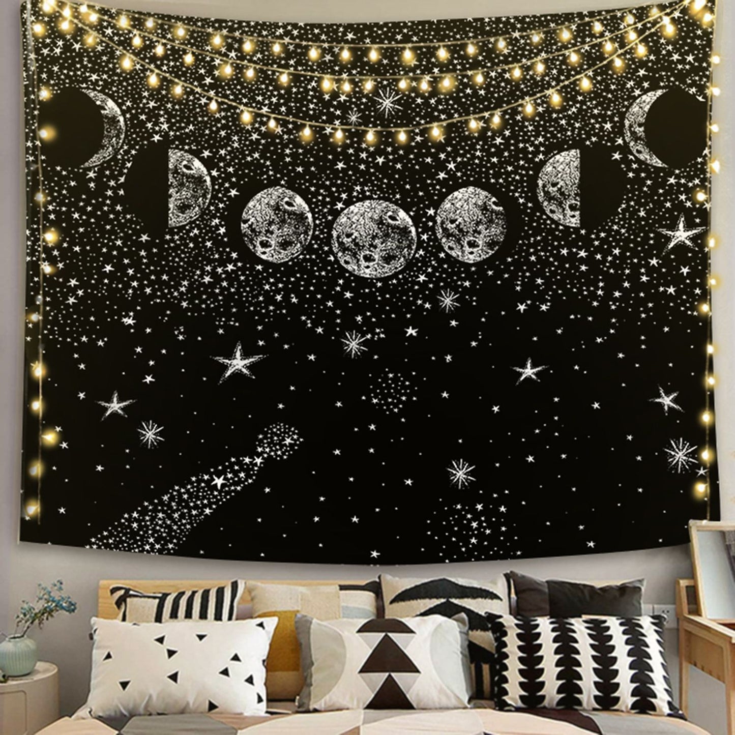Moon Phase Tapestry ,Constellation Stars Wall Hanging  ,Tarot Card Cloth , Witch, Pagan, Wall Hanging Tapestry for Bedroom , Dorm