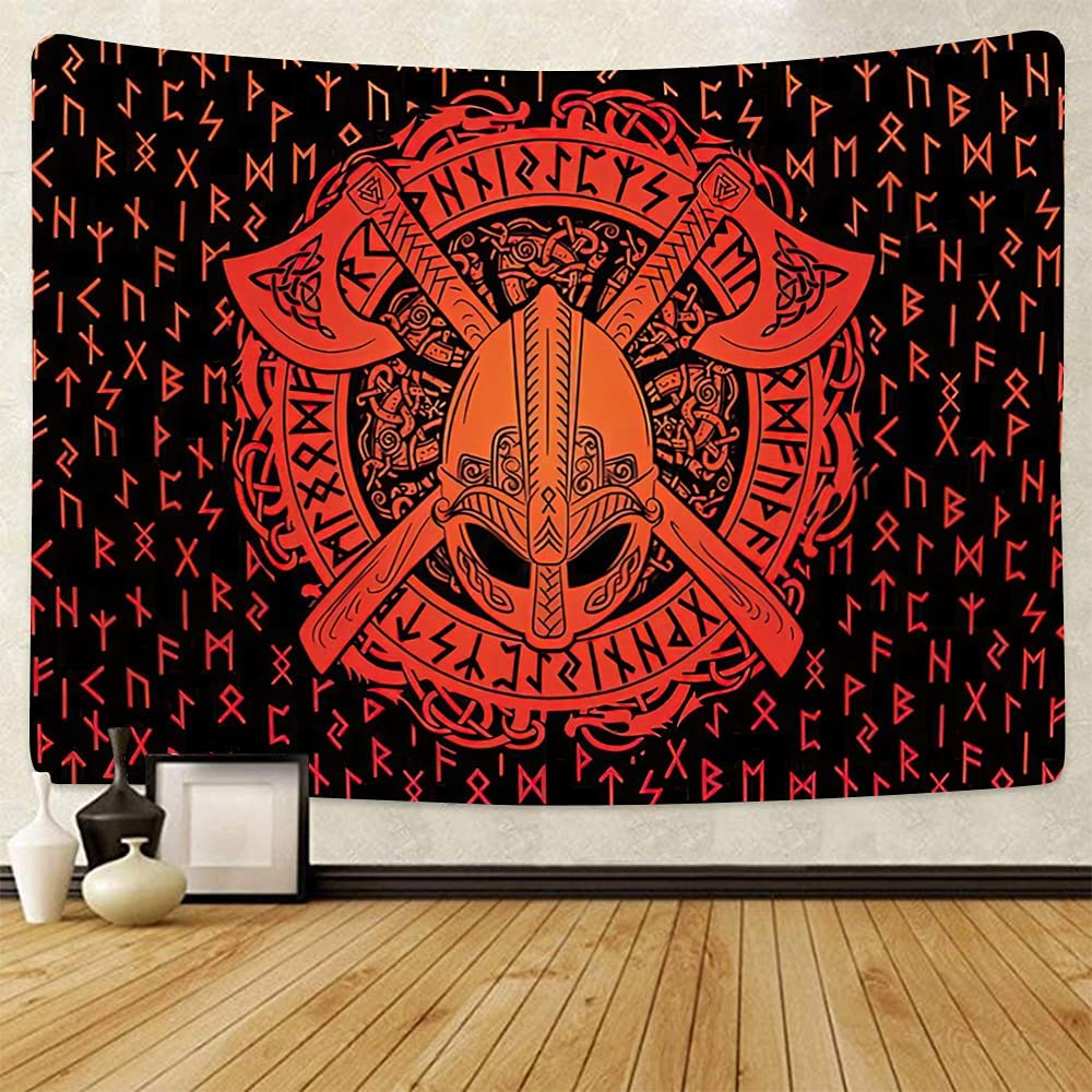 Viking Warrior and Runes Tapestry, Norse Mythology Wall Hanging, Medieval Art, Nordic  Wall Hanging Décor, Odin Altar Cloth, Viking Pagan