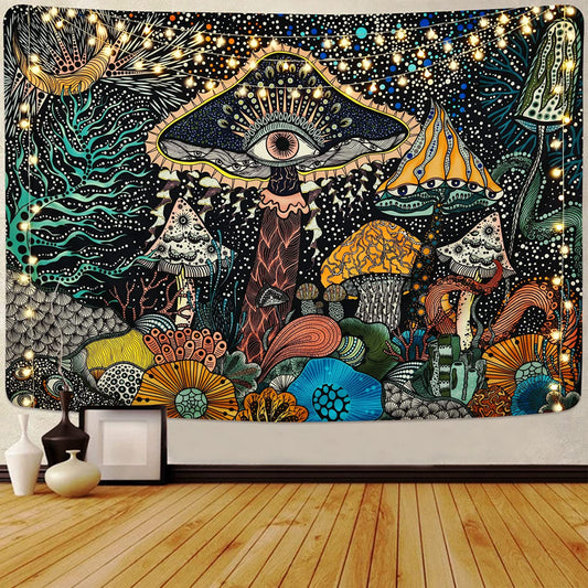 Psychedelic  Tapestry, Trippy Wall Hanging, Mushroom Tapestries ,Eyes Tapestry Hippie Plants Tapestry, Bohemian Art Décor ,for Bedroom, Dorm