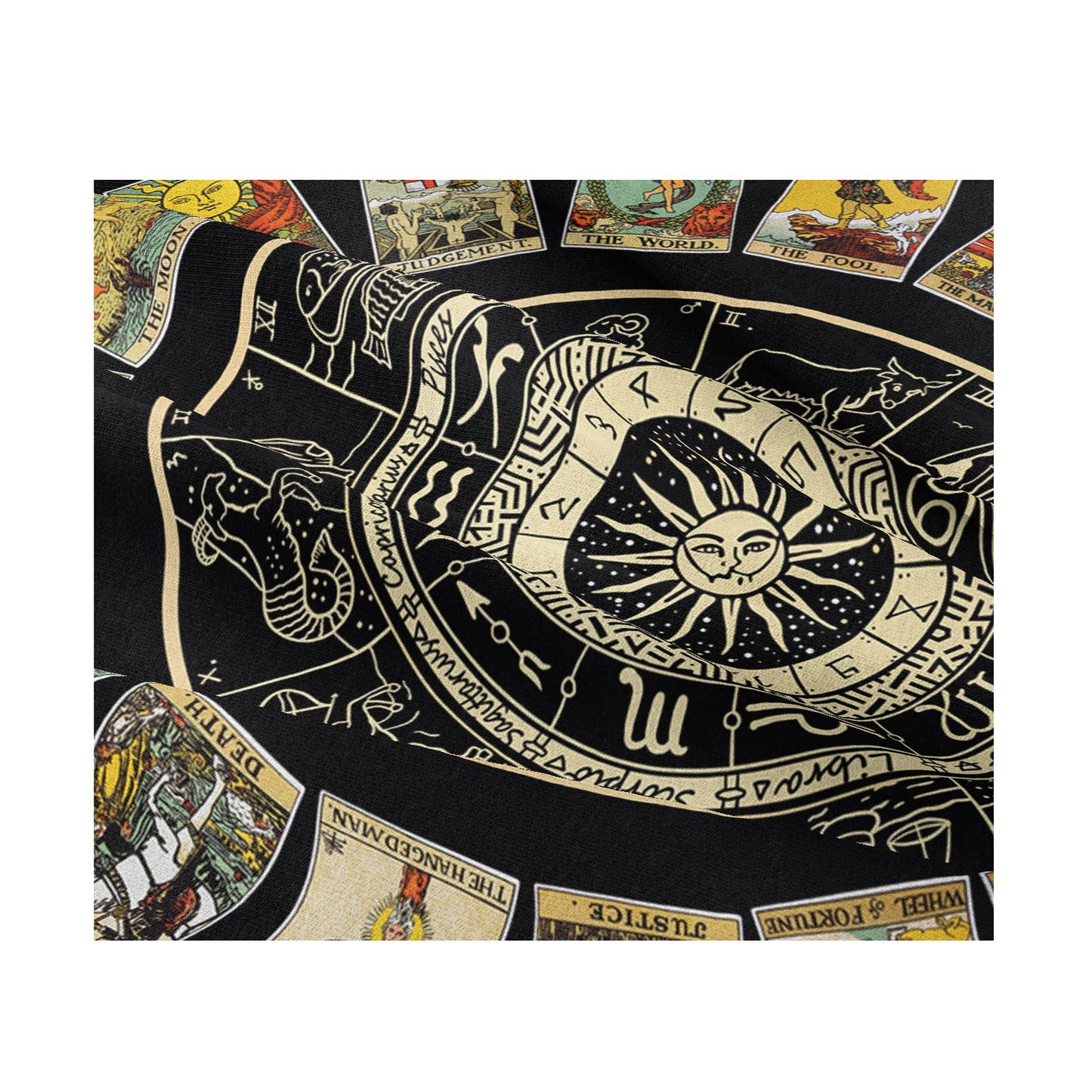 Black Mandala Tarot Card Tapestry Wheel of the Zodiac Witchy Astrology Aesthetic Celestial Constellation Wall Hanging for Living Room, Dorm