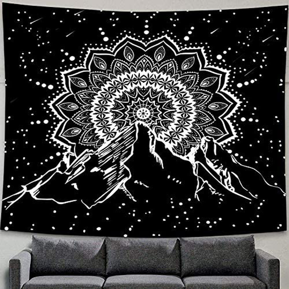 Black and White Tapestry , Mountain Landscape Wall Hanging,  Dreamcatcher Tapestry,  Wall Decor Mandala Tablecloth  for Room Bedroom  Room