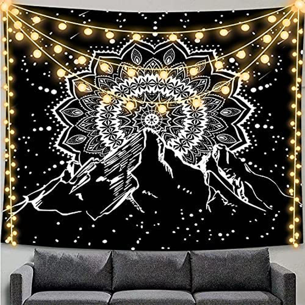 Black and White Tapestry , Mountain Landscape Wall Hanging,  Dreamcatcher Tapestry,  Wall Decor Mandala Tablecloth  for Room Bedroom  Room