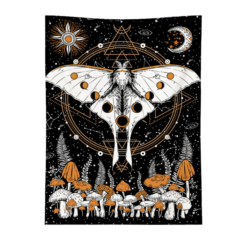 Moth Tapestry, Trippy Wall Hanging, Mushroom Tapestries ,Moon Phase Tapestry Celestial Stars Tapestry, Butterfly Art Décor , Goth Decor
