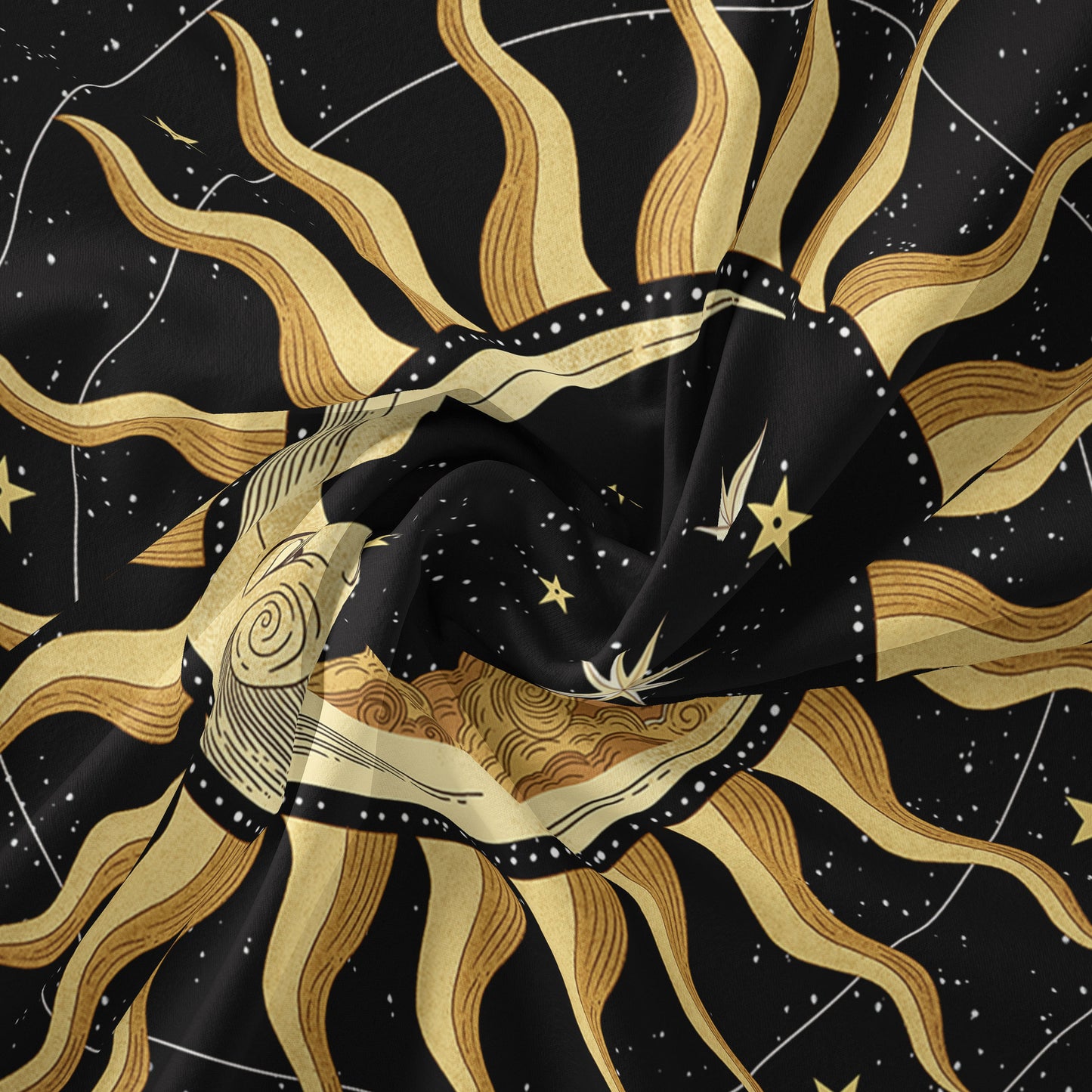 Moon and Sun Wall Hanging Mandala ,Tarot Cloth , Starry Night Wall Art Tapestry, Hippie Bohemian Boho Décor, Celestial ,Mystical for Room