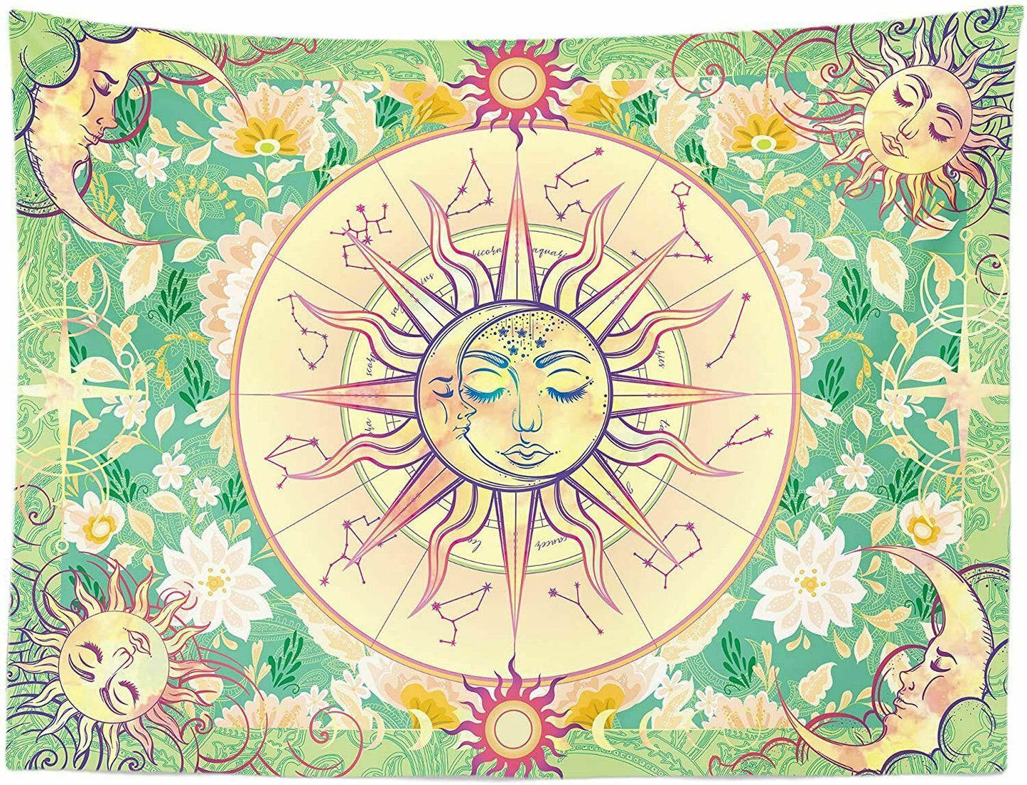 Sun Moon Tapestry, Starry Wall Hanging,  Celestial  Tapestries,  Mystic Tapestry, Trippy  Wall Tapestry ,Tarot Cloth, Bedroom Dorm Décor